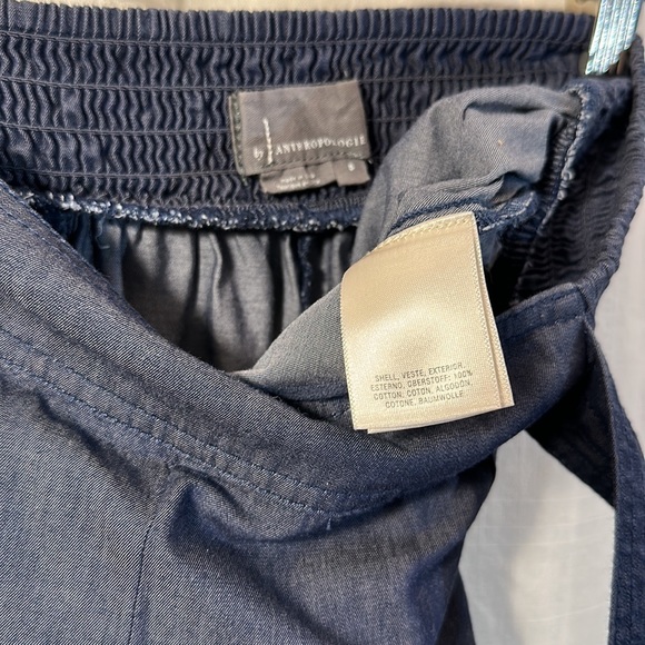 Anthropologie Globetrotters Chambray joggers smocked waist blue lightweight S - Picture 9 of 14